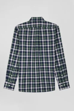 Chemise en coton à carreaux verts coupe Regular