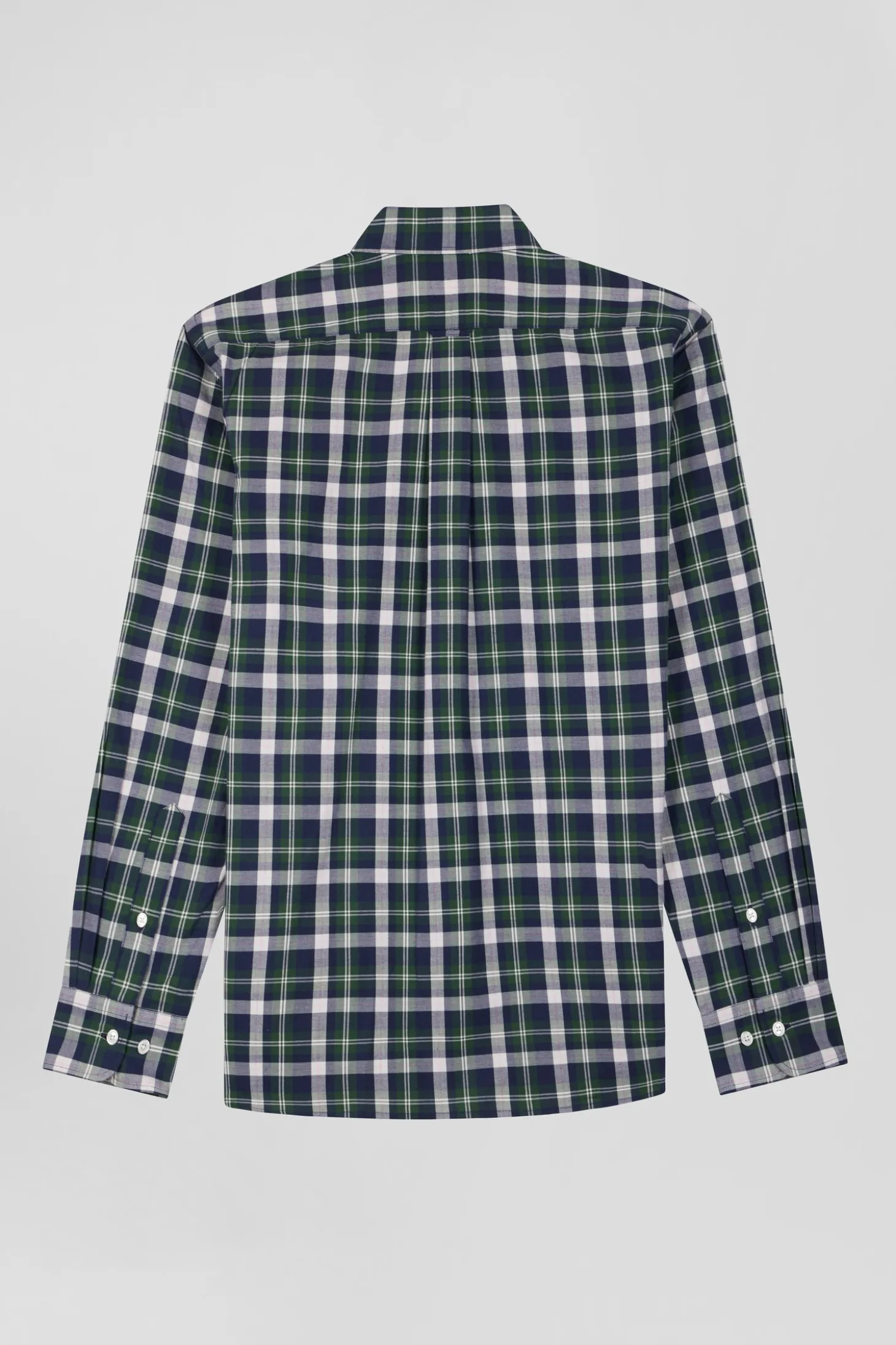 Chemise en coton à carreaux verts coupe Regular