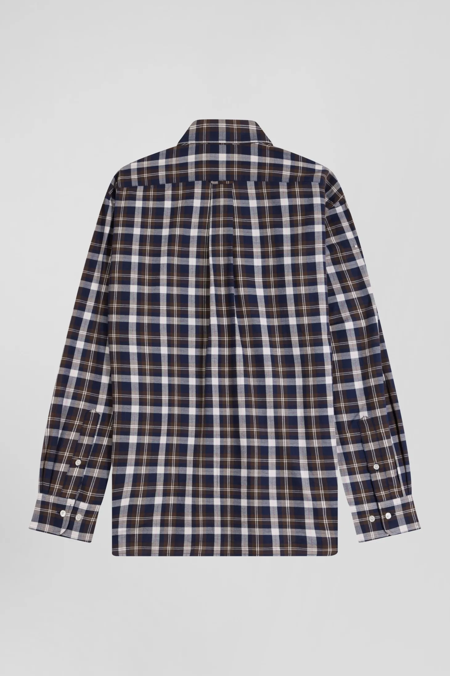 Chemise en coton à carreaux marron coupe Regular