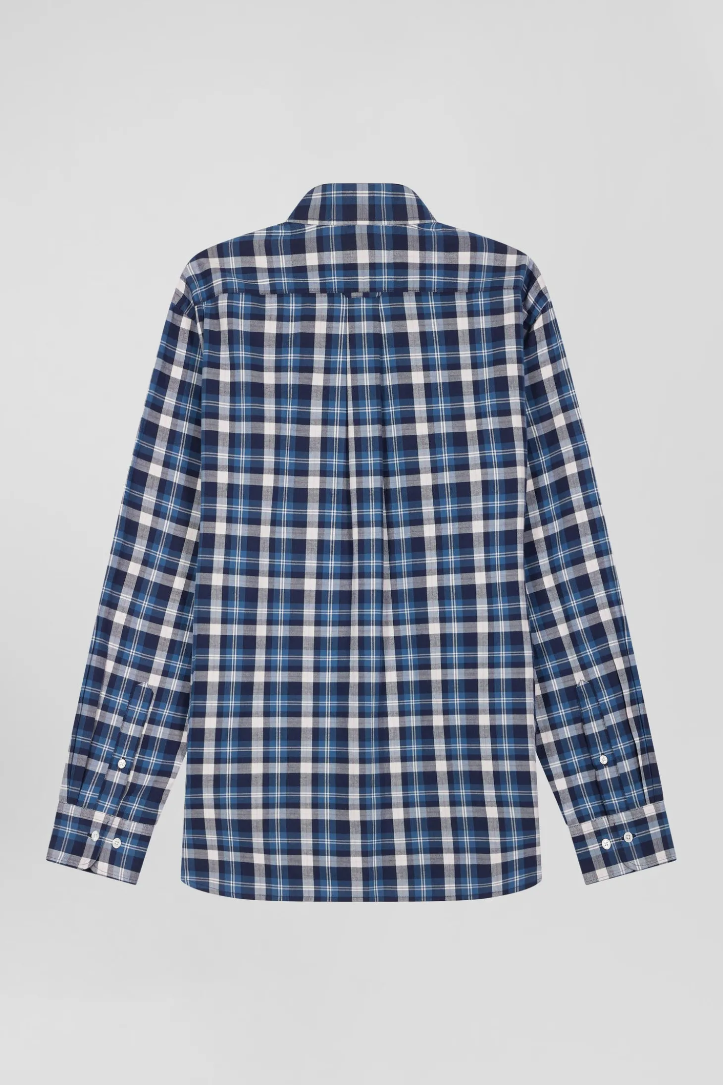 Chemise en coton à carreaux bleus coupe Regular