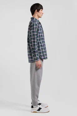 Chemise en coton à carreaux verts coupe Regular