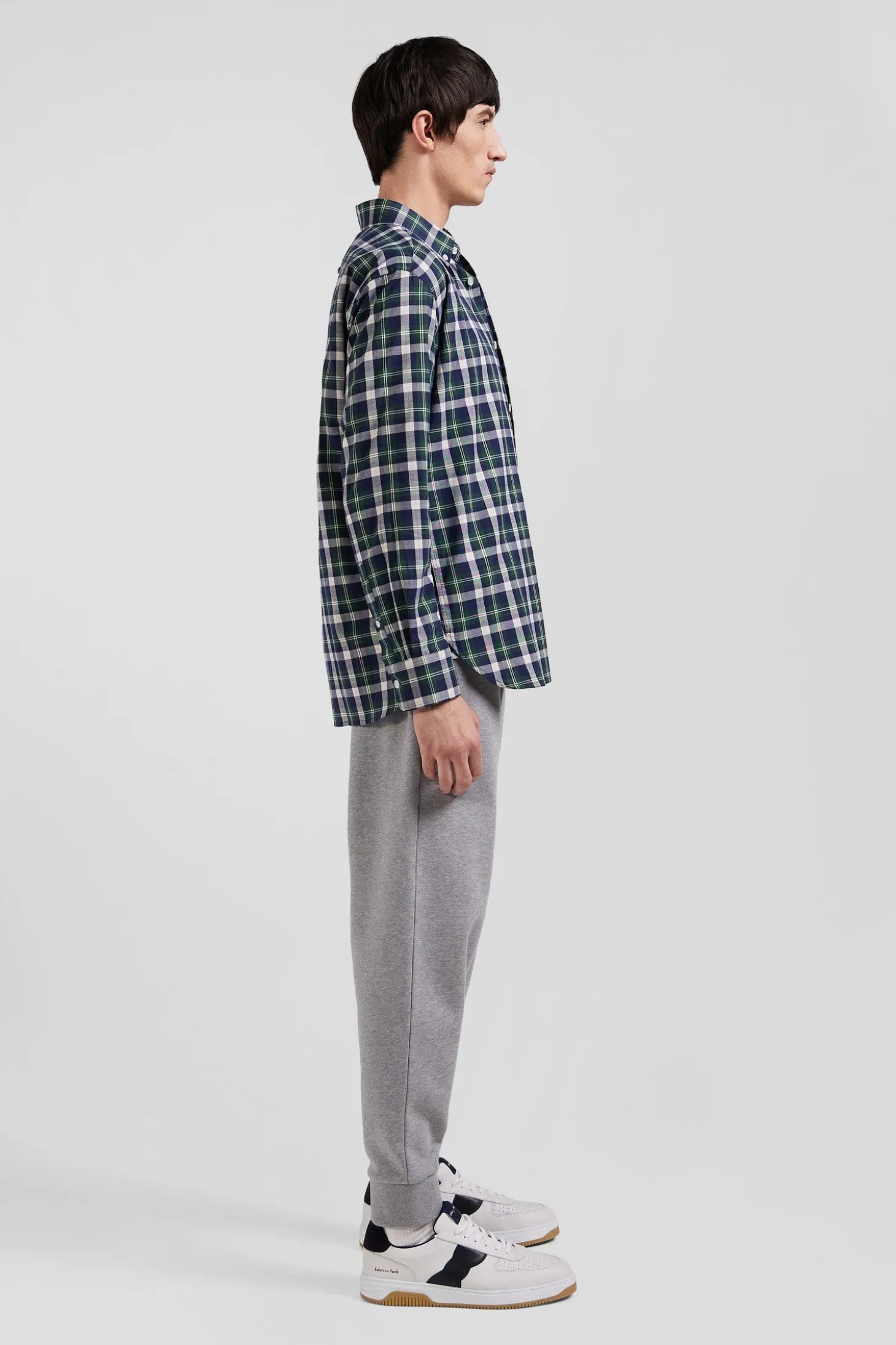 Chemise en coton à carreaux verts coupe Regular