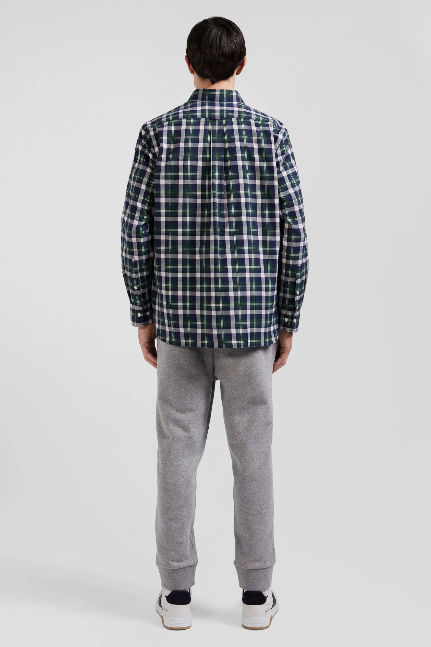 Chemise en coton à carreaux verts coupe Regular