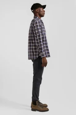 Chemise en coton à carreaux marron coupe Regular