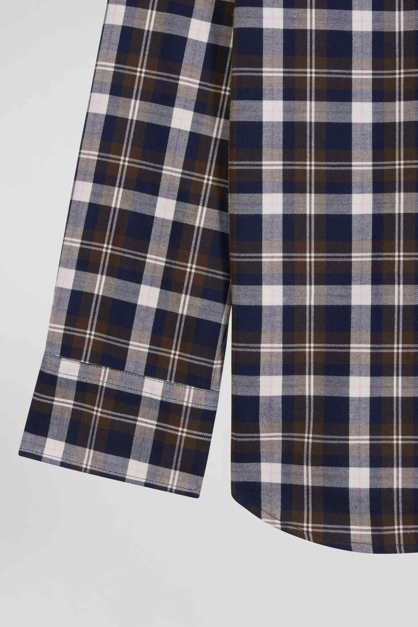 Chemise en coton à carreaux marron coupe Regular