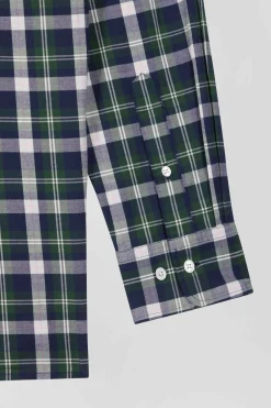 Chemise en coton à carreaux verts coupe Regular