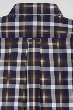 Chemise en coton à carreaux marron coupe Regular