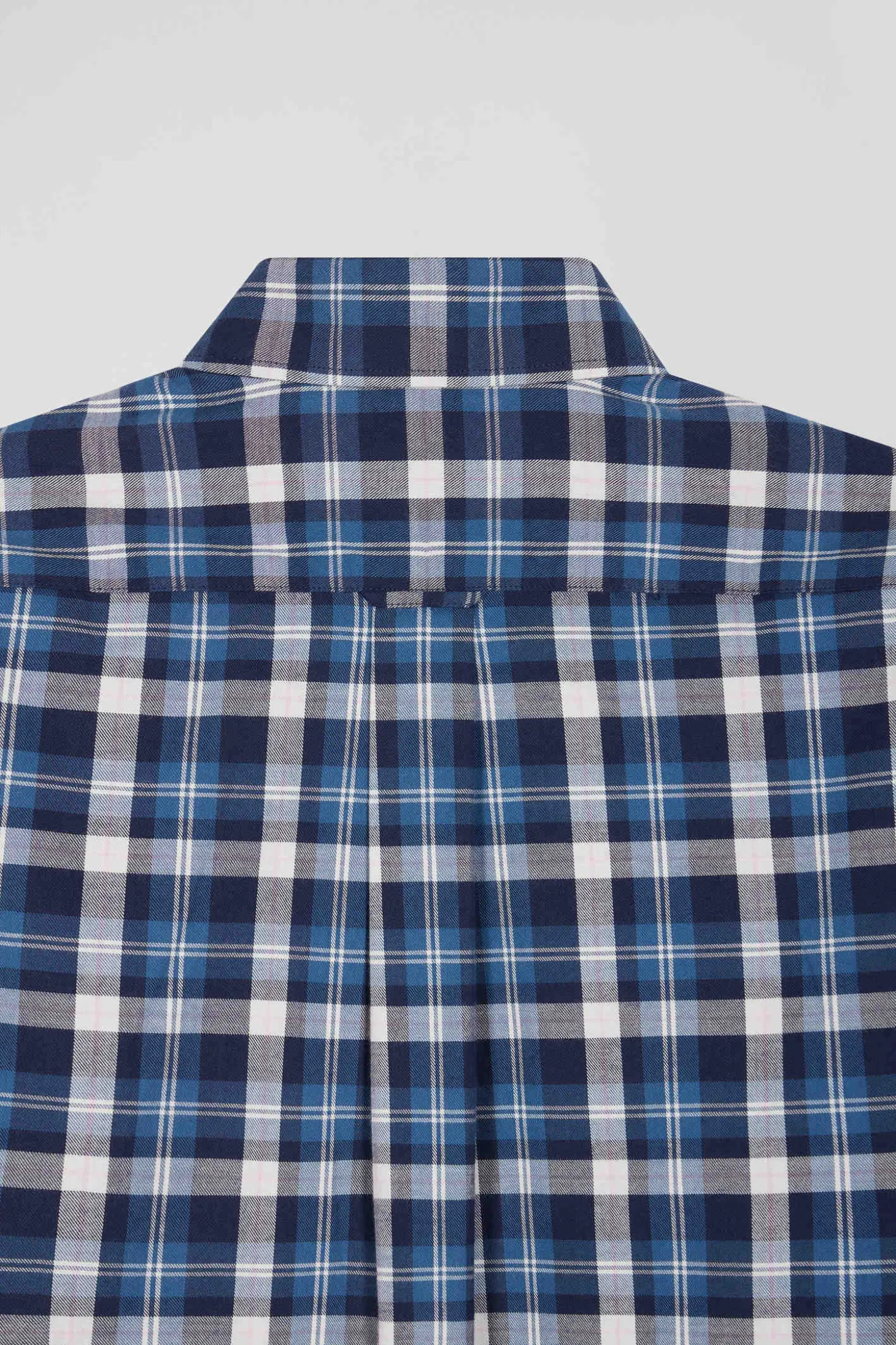 Chemise en coton à carreaux bleus coupe Regular