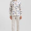 Chemise en coton à imprimé floral écru coupe Slim