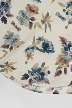 Chemise en coton à imprimé floral beige coupe Slim