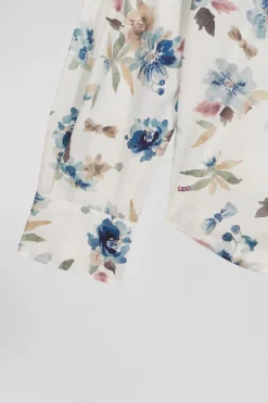 Chemise en coton à imprimé floral écru coupe Slim
