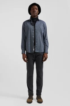 Chemise en coton à micro-carreaux bleu marine coupe Slim