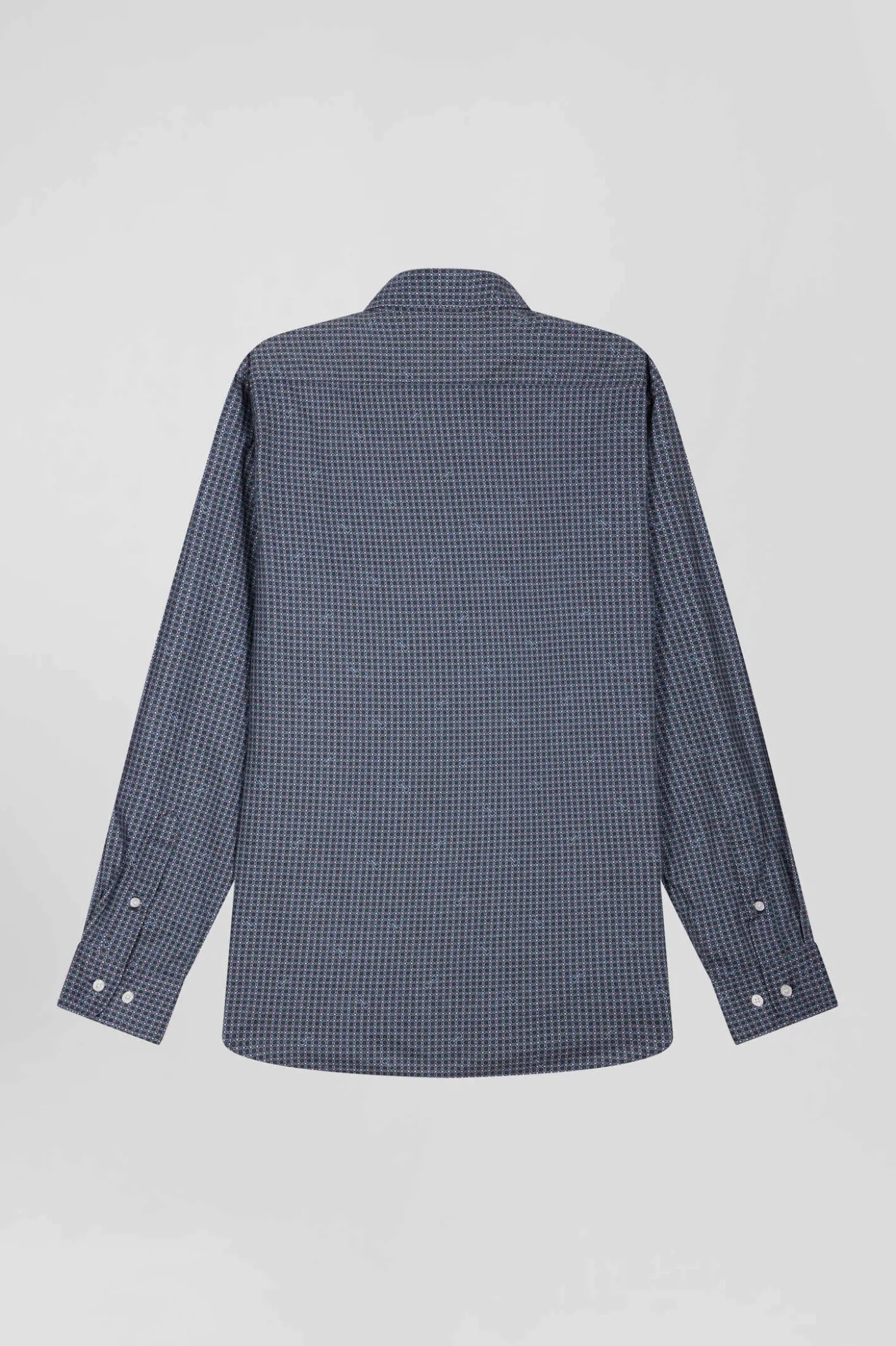 Chemise en coton à micro-carreaux bleu marine coupe Slim