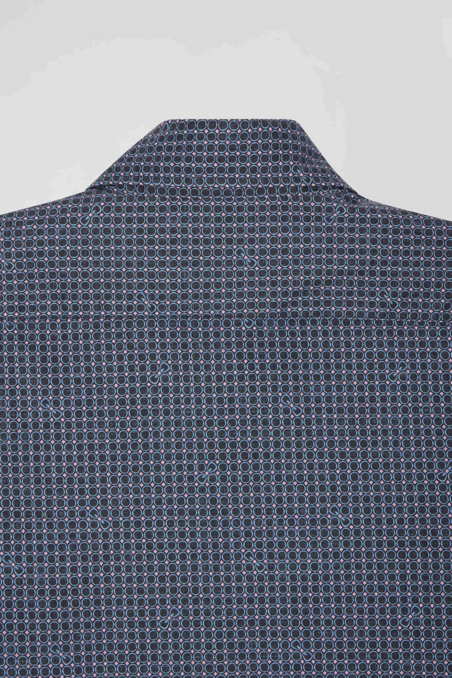 Chemise en coton à micro-carreaux bleu marine coupe Slim