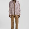 Chemise en coton à microimprimé beige coupe Regular