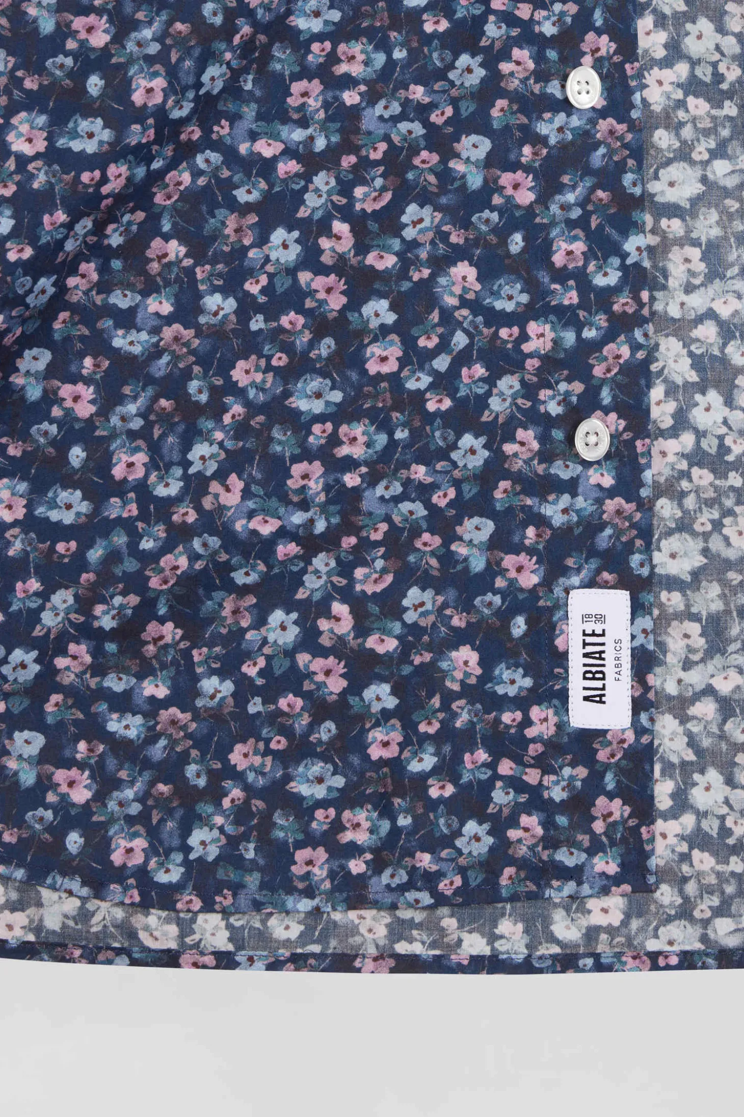 Chemise en coton à microimprimé bleu foncé coupe Regular