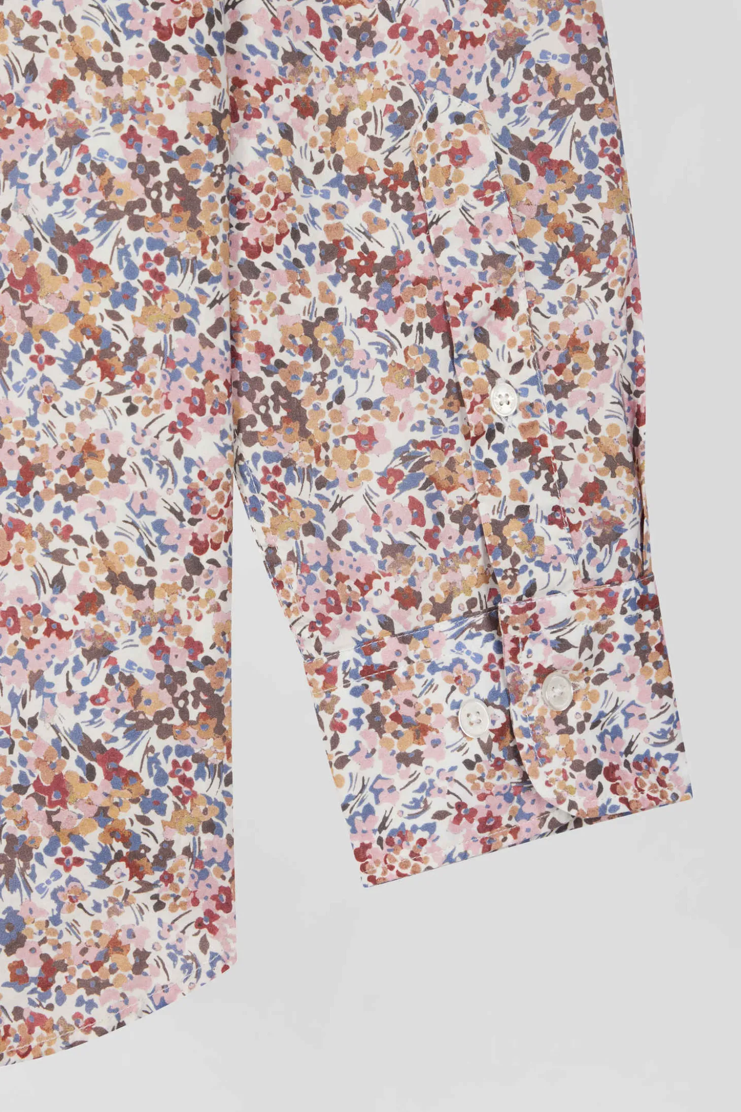 Chemise en coton à microimprimé beige coupe Regular