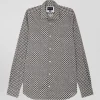 Chemise en coton à micro-motifs écru coupe Slim