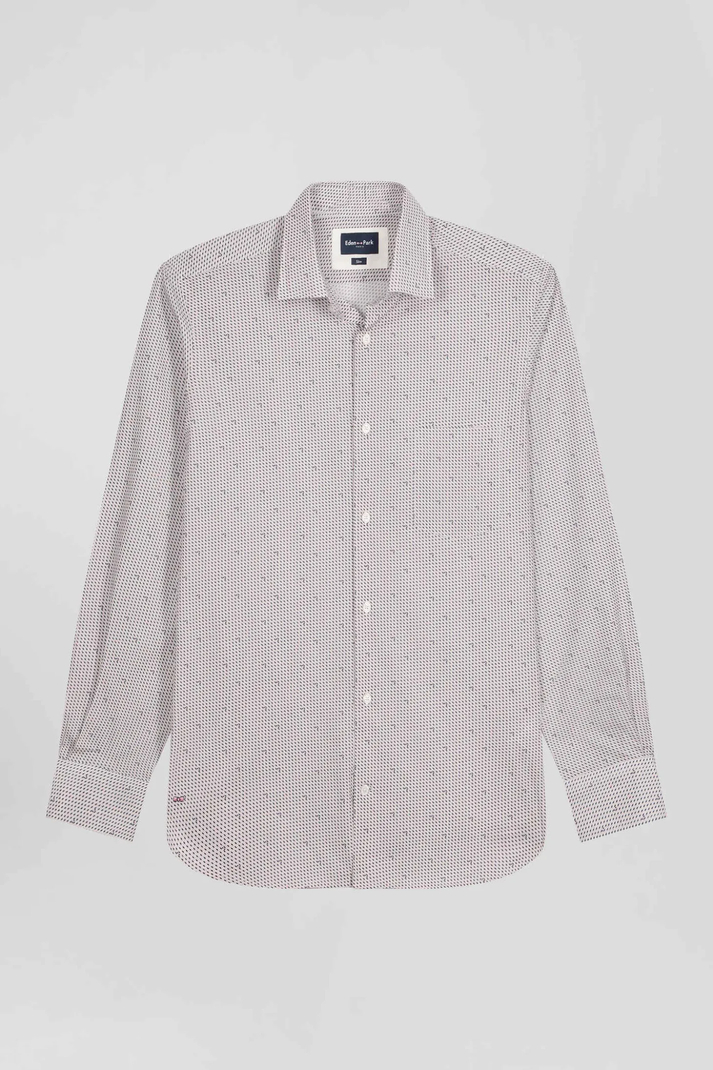 Chemise en coton à micro-motifs rose coupe Slim