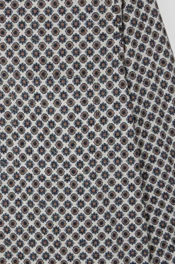 Chemise en coton à micro-motifs écru coupe Slim