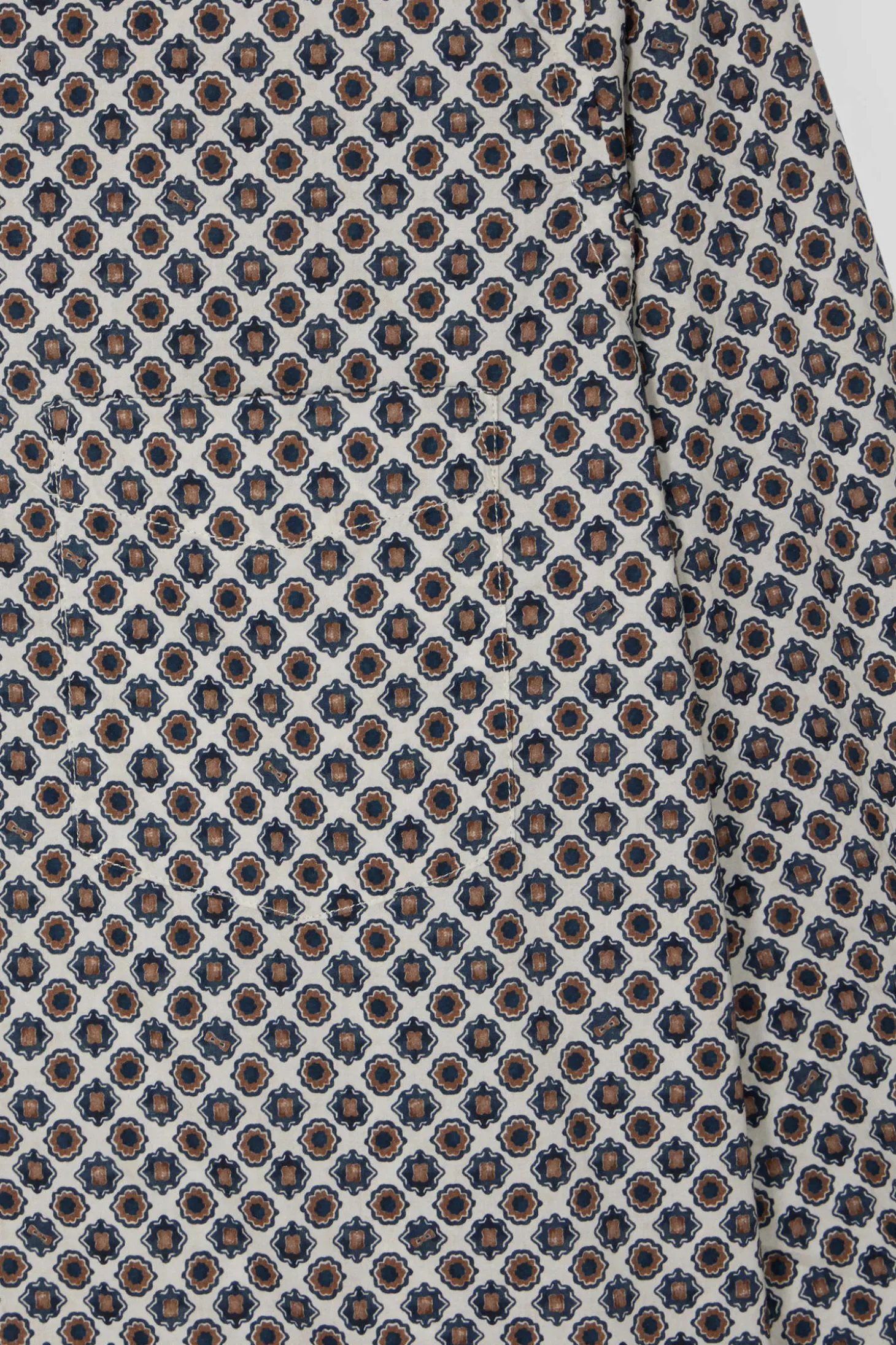 Chemise en coton à micro-motifs écru coupe Slim