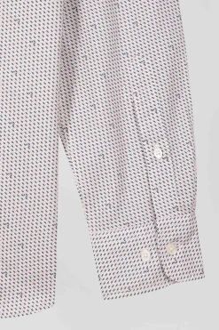 Chemise en coton à micro-motifs rose coupe Slim