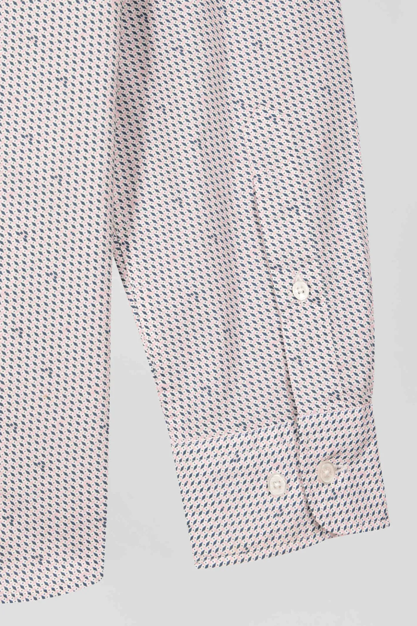 Chemise en coton à micro-motifs rose coupe Slim