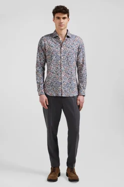 Chemise en coton beige coupe Slim