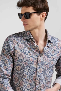 Chemise en coton beige coupe Slim