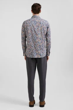 Chemise en coton beige coupe Slim