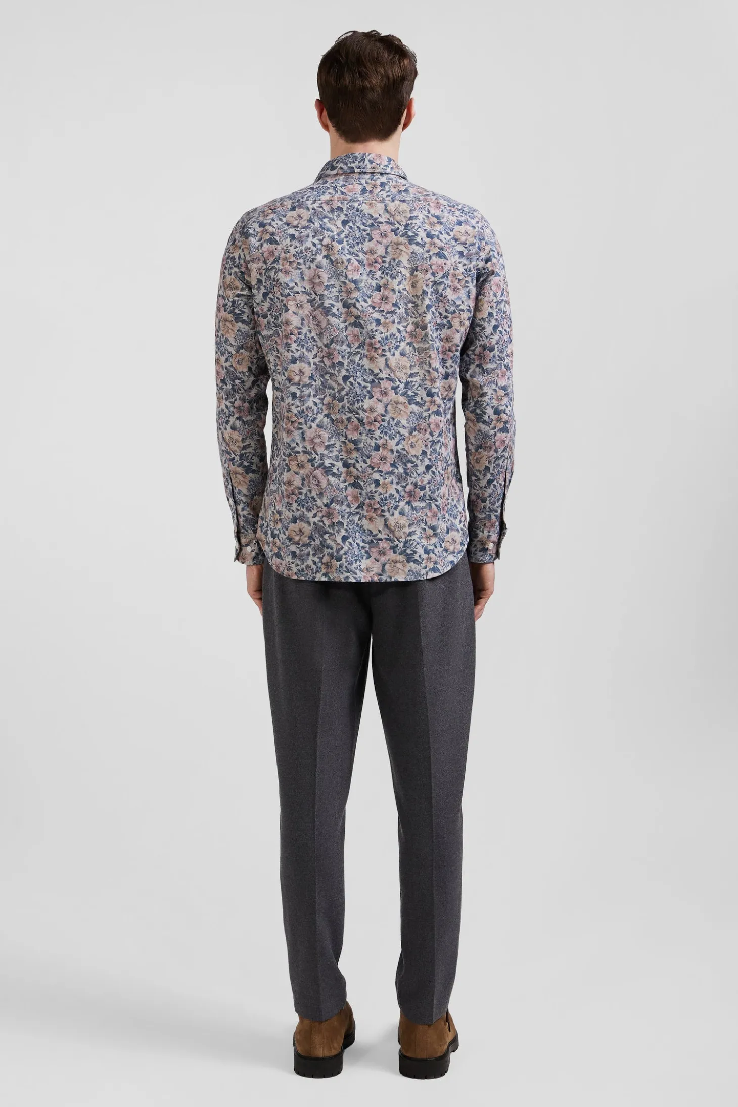 Chemise en coton beige coupe Slim