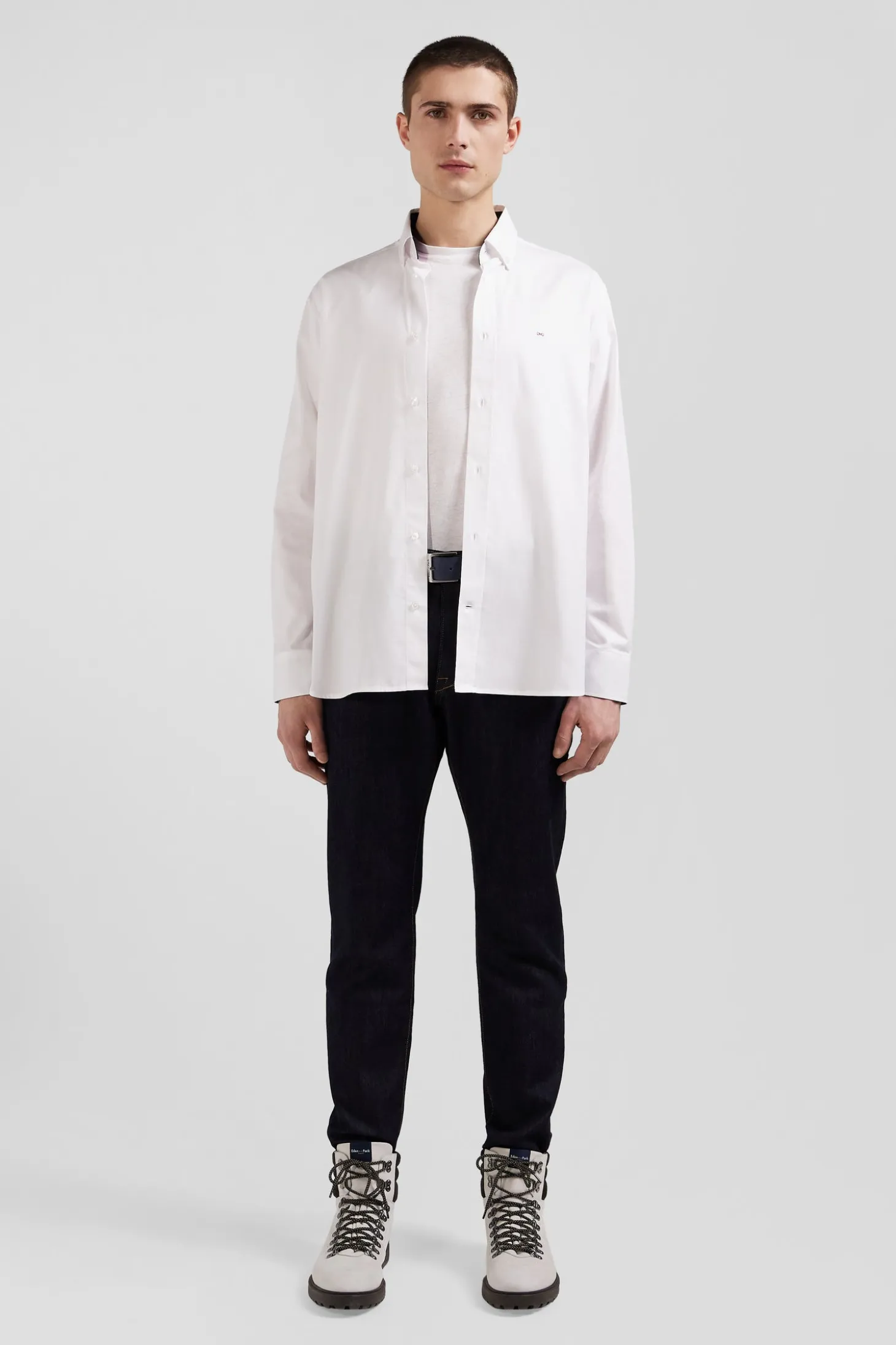 Chemise en coton blanc coupe Regular broderie dos N°10
