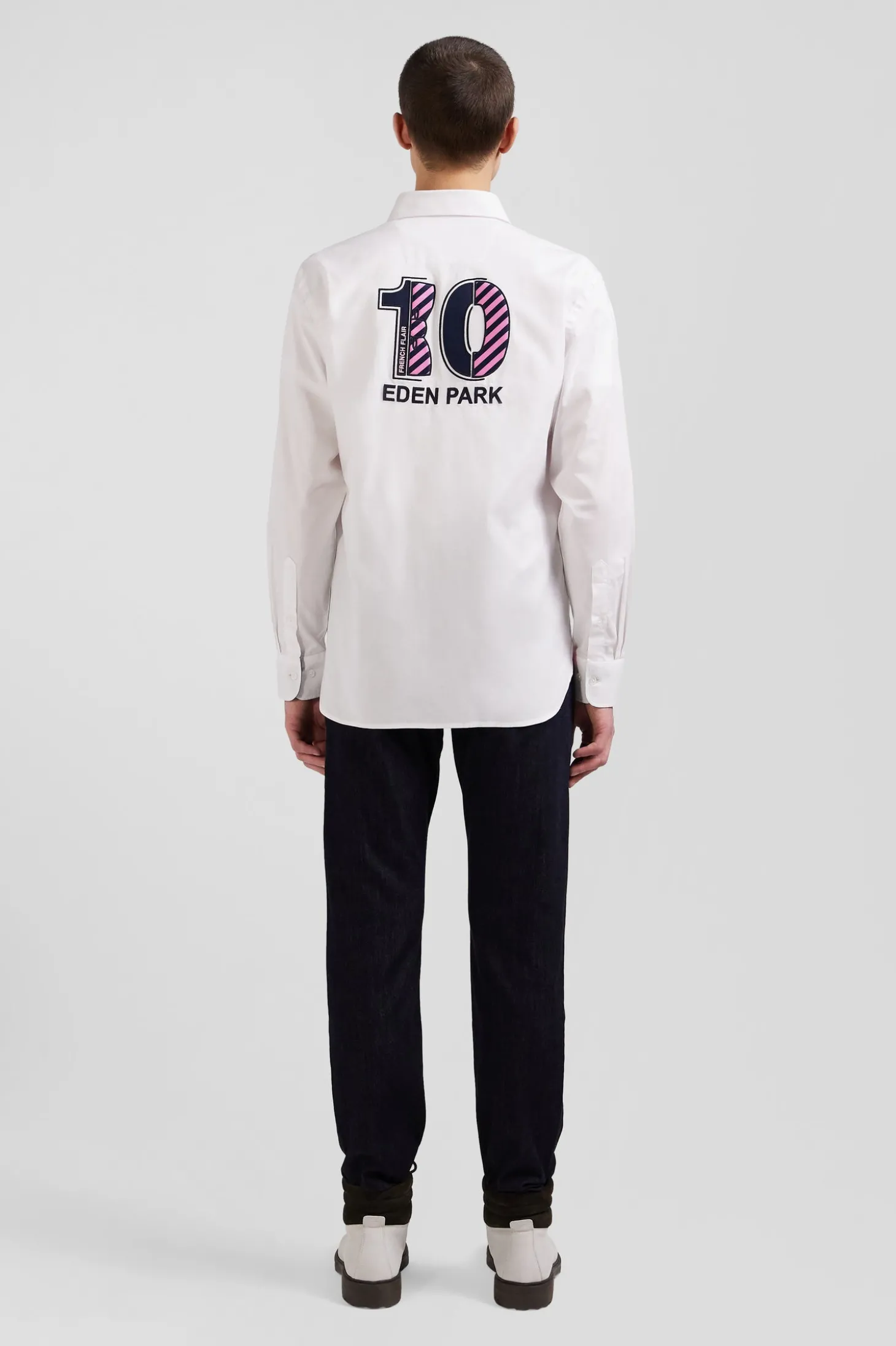 Chemise en coton blanc coupe Regular broderie dos N°10