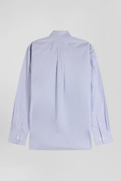 Chemise en coton ciel à micro-carreaux coupe Regular