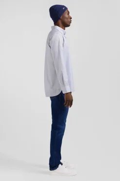 Chemise en coton ciel à micro-carreaux coupe Regular