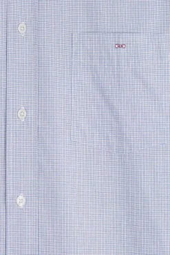Chemise en coton ciel à micro-carreaux coupe Regular