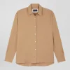 Chemise en coton et cachemire camel coupe Oversized