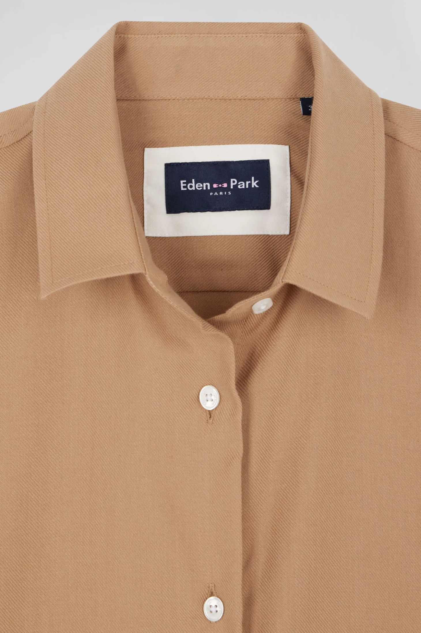 Chemise en coton et cachemire camel coupe Oversized