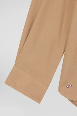 Chemise en coton et cachemire camel coupe Oversized