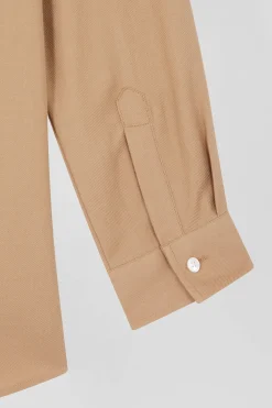 Chemise en coton et cachemire camel coupe Oversized