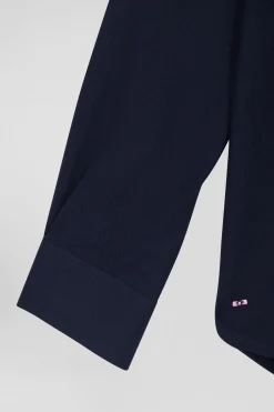 Chemise en coton et cachemire indigo coupe Oversized