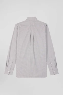 Chemise en coton grège à micro-carreaux coupe Regular