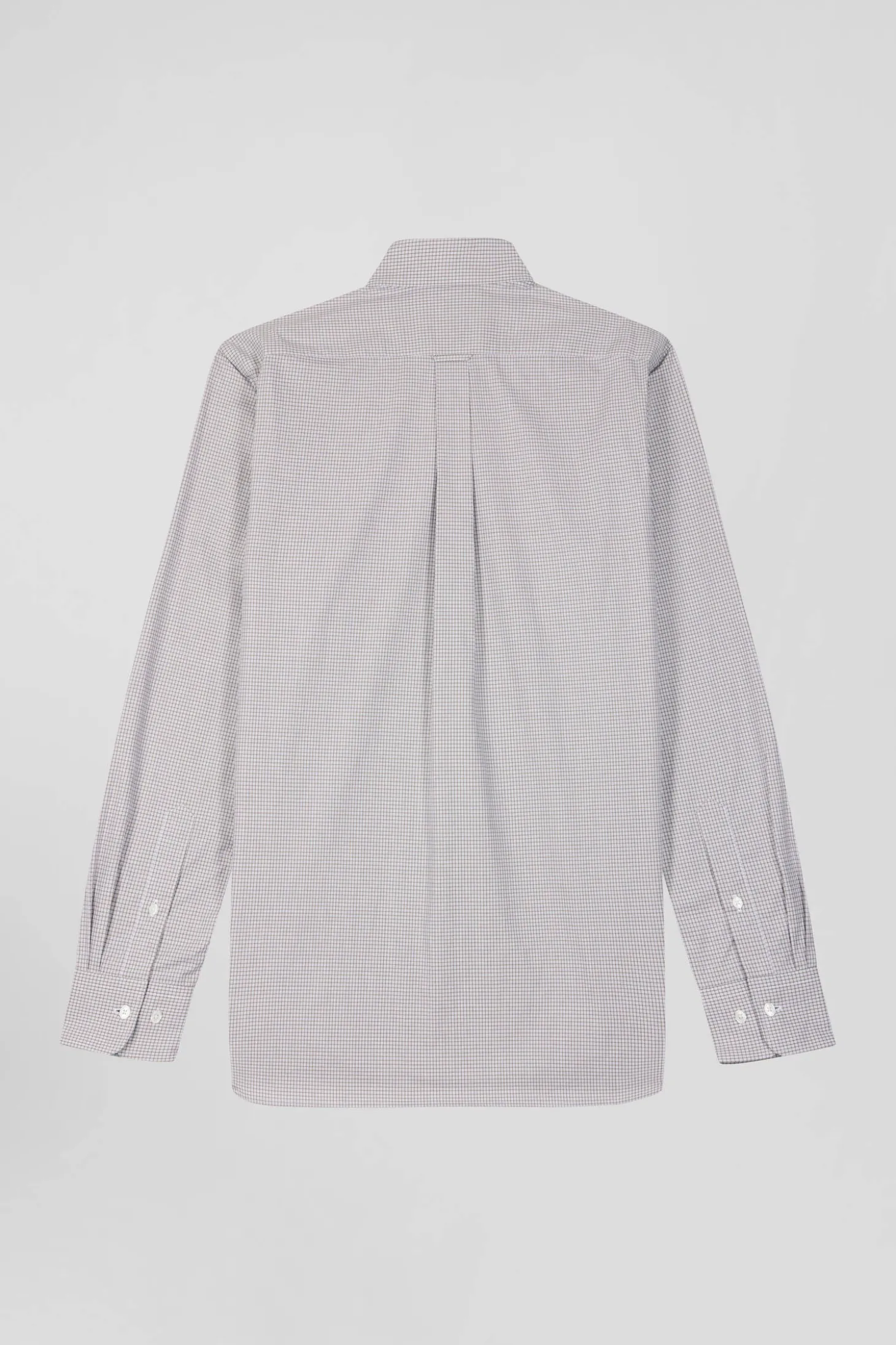 Chemise en coton grège à micro-carreaux coupe Regular