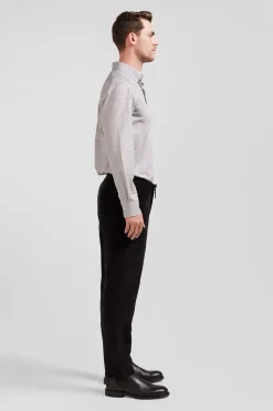 Chemise en coton grège à micro-carreaux coupe Regular