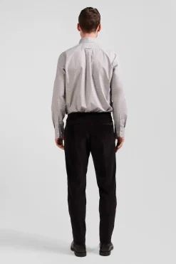 Chemise en coton grège à micro-carreaux coupe Regular