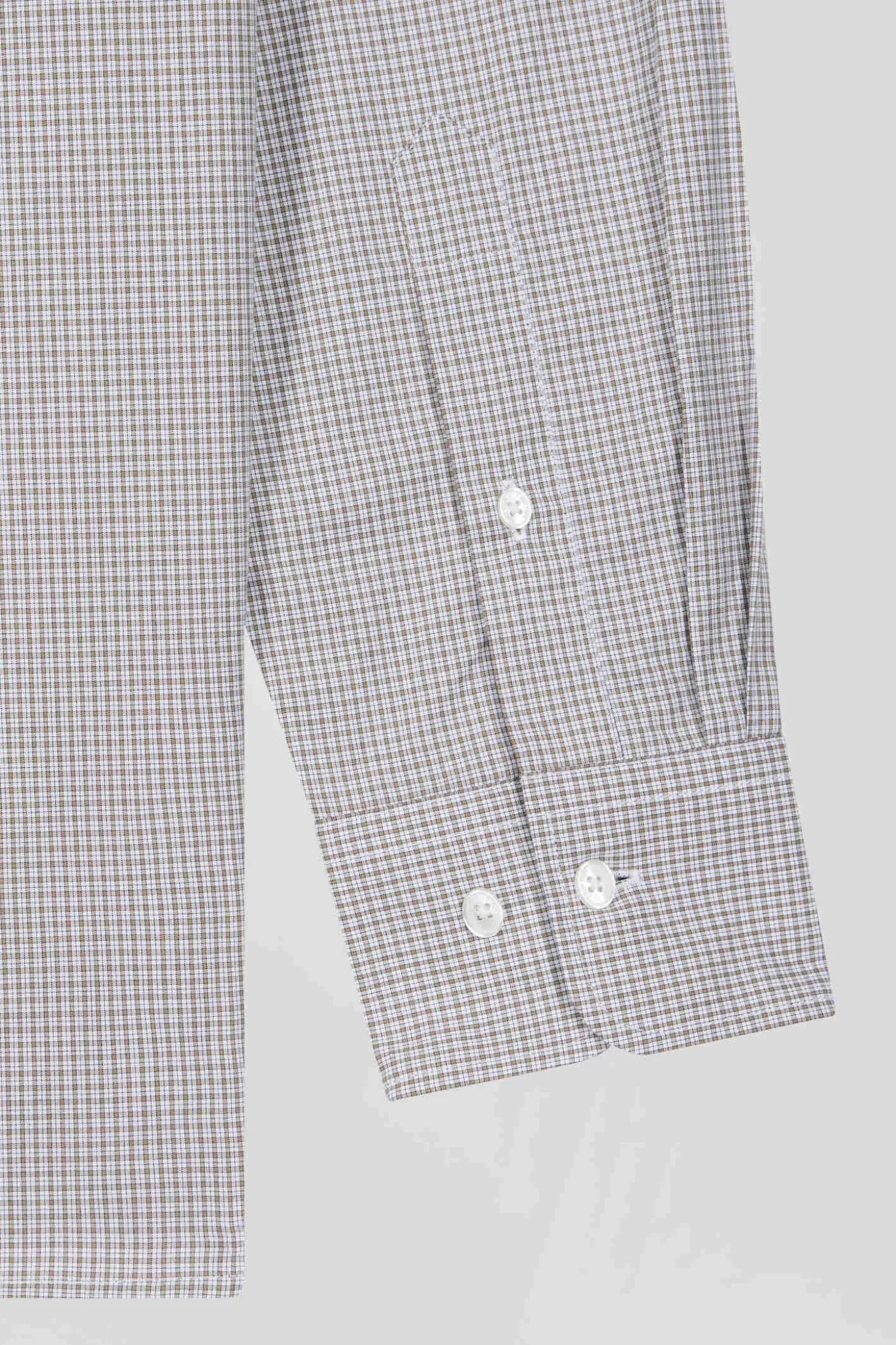 Chemise en coton grège à micro-carreaux coupe Regular