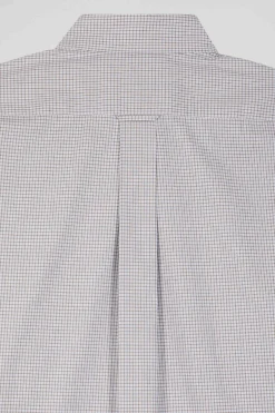 Chemise en coton grège à micro-carreaux coupe Regular