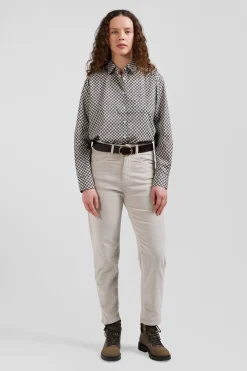 Chemise en coton ivoire microimprimé graphique coupe Regular