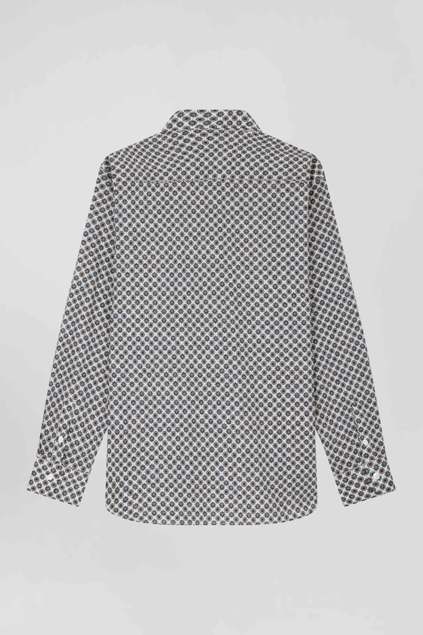 Chemise en coton ivoire microimprimé graphique coupe Regular