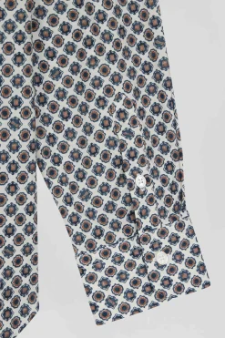 Chemise en coton ivoire microimprimé graphique coupe Regular